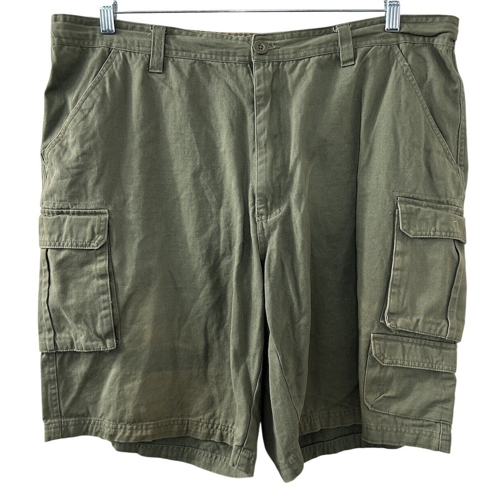 Rugged Wear Cotton Twill Cargo Shorts 42 Olive Green Relaxed Gorpcore Hiking Dad